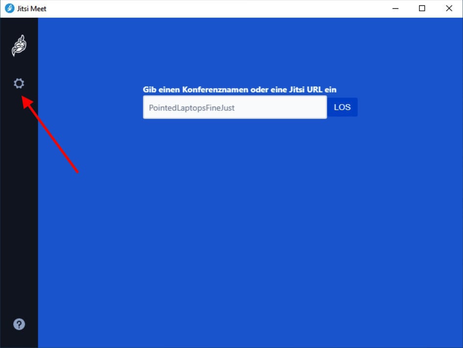 Jitsi App - Einstellungen über das Zahnrad-Symbol